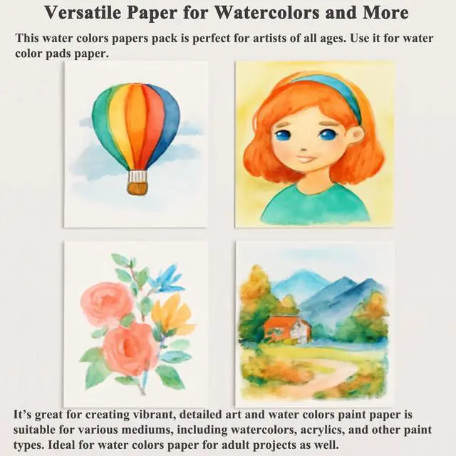 Alt view image 5 of 7 - Water Color Paper 5"x 7", 140lb Cold Press Watercolor Paper_64 Sheets | Watercolor Paper Pad Bulk, Thick White Drawing Paper, Water Color Paint Paper Pad for Kids & Artists for Watercolor, Acrylic