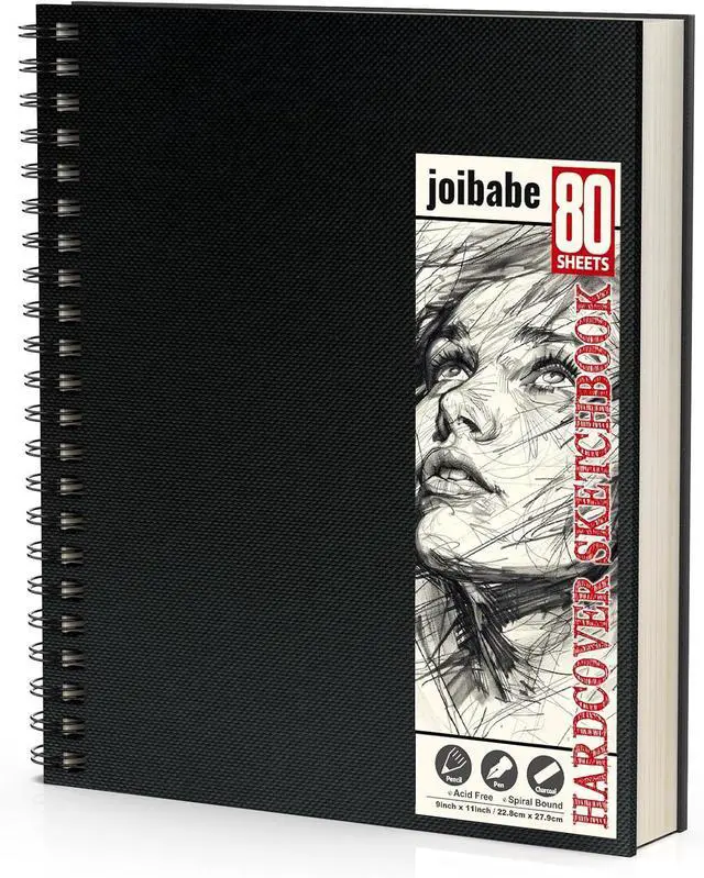 Main image of 9" x 11" Sketch Book1 Pack 80-Sheets (68lb/100gsm)Double-Sided Hardbound Sketchbook, Spiral Bound,Acid Free Paper Painting Drawing Writing Sketching Pad for Kids Adult Teens Girls Boys