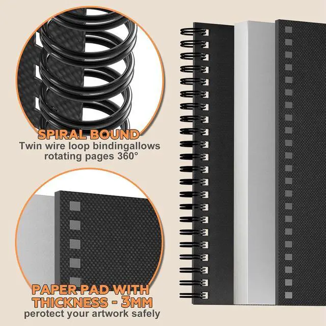 Alt view image 2 of 7 - 9" x 11" Sketch Book1 Pack 80-Sheets (68lb/100gsm)Double-Sided Hardbound Sketchbook, Spiral Bound,Acid Free Paper Painting Drawing Writing Sketching Pad for Kids Adult Teens Girls Boys