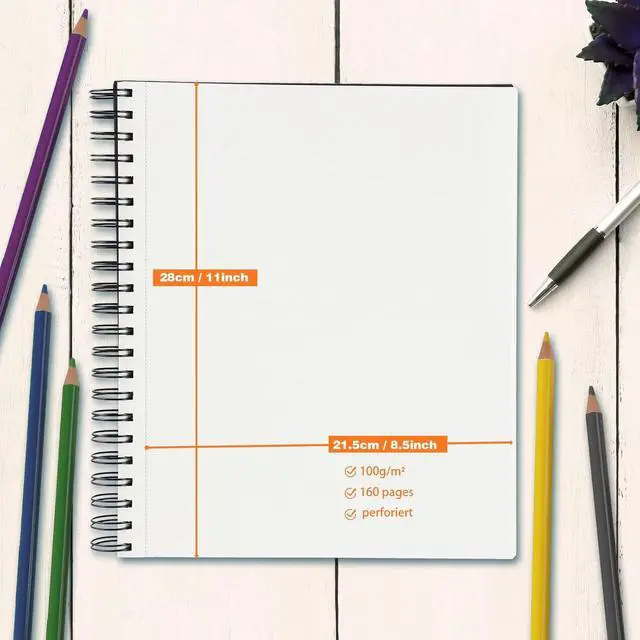 Alt view image 4 of 7 - 9" x 11" Sketch Book1 Pack 80-Sheets (68lb/100gsm)Double-Sided Hardbound Sketchbook, Spiral Bound,Acid Free Paper Painting Drawing Writing Sketching Pad for Kids Adult Teens Girls Boys