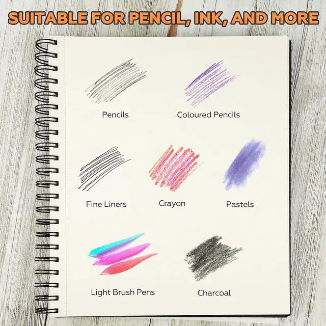 Alt view image 5 of 7 - 9" x 11" Sketch Book1 Pack 80-Sheets (68lb/100gsm)Double-Sided Hardbound Sketchbook, Spiral Bound,Acid Free Paper Painting Drawing Writing Sketching Pad for Kids Adult Teens Girls Boys