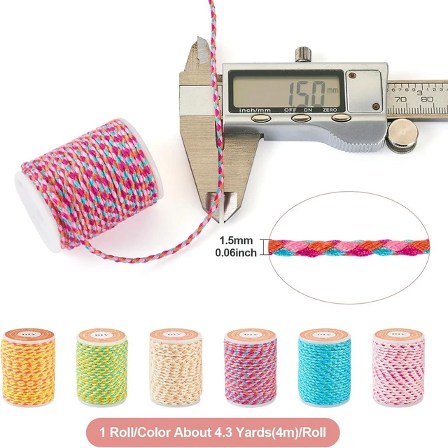 Alt view image 3 of 7 - Beadthoven 6 Rolls 1.5mm Braided Cotton Cord 4-Ply Colorful Beading Thread Cord for Friendship Bracelet Jewelry Making Macrame Rope Wall Hangings Plant Hangers Kumihimo DIY Crafts