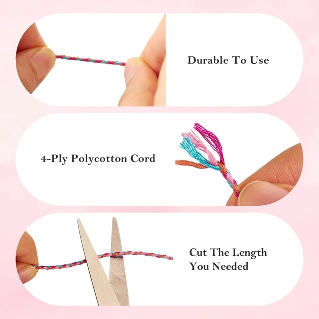Alt view image 4 of 7 - Beadthoven 6 Rolls 1.5mm Braided Cotton Cord 4-Ply Colorful Beading Thread Cord for Friendship Bracelet Jewelry Making Macrame Rope Wall Hangings Plant Hangers Kumihimo DIY Crafts