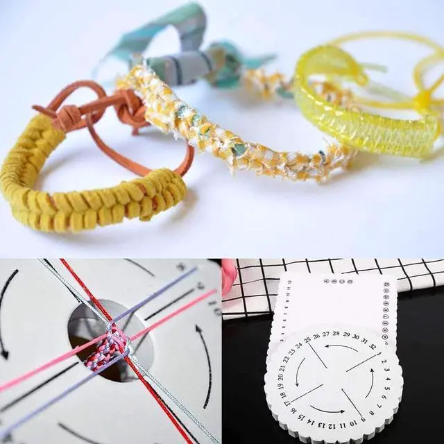 Alt view image 5 of 5 - Braiding Supplies Jewelry Kit - 6PCs Cord Maker Tools Set | Round & square weaving disk, portable tool for DIY friendship bracelet making