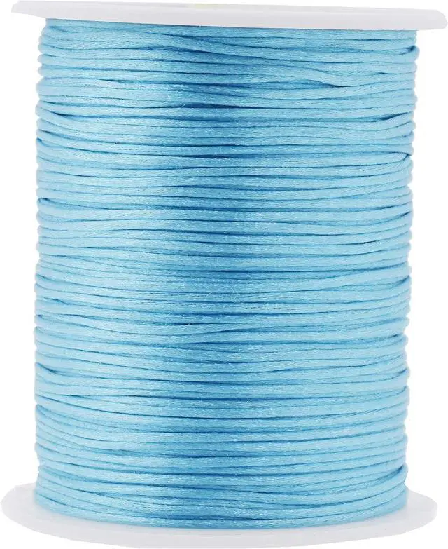 Main image of 1mm Baby Blue Satin Cord for Macrame Chinese Knotting | 100 YDs Rat Tail Silk Nylon String for Friendship Bracelets, Necklaces, Jewelry Making, Beading, Kumihimo, Crafts, Outdoor