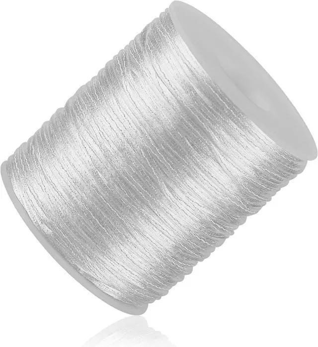 Main image of White Nylon String Cord - 1 MM 100 Yards Braided Ornament String, Nylon Twine Thread for Bracelet Making, Necklace Jewelry Thread Clay Bead Cord for Crafts Bracelets, Macrame Beading