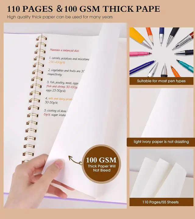 Alt view image 4 of 7 - Blank Spiral Notebook Journal 8.5 x 11, A4 Large Sketch Book for Women Men, 100 GSM Blank Paper Drawing Notebook, Plastic Hardcover Spiral Bound Sketchbook for Sketching Work School Writing, Purple