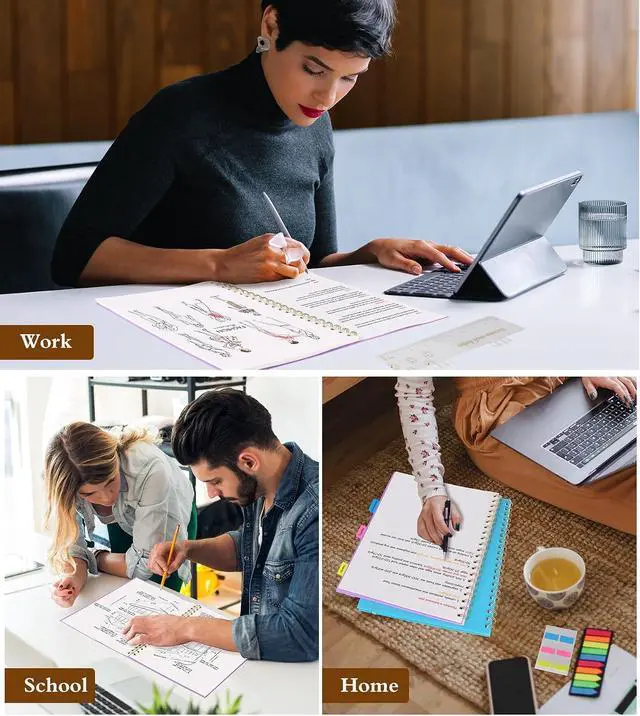 Alt view image 7 of 7 - Blank Spiral Notebook Journal 8.5 x 11, A4 Large Sketch Book for Women Men, 100 GSM Blank Paper Drawing Notebook, Plastic Hardcover Spiral Bound Sketchbook for Sketching Work School Writing, Purple