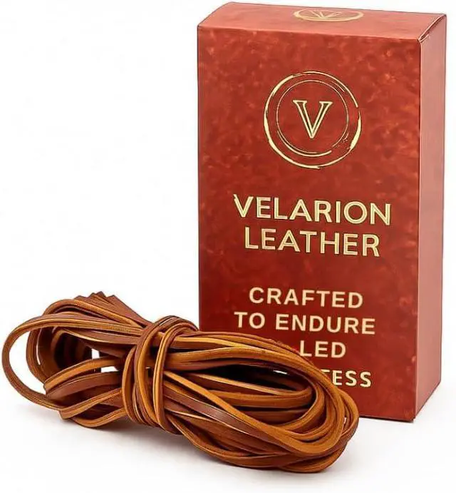 Main image of Velarion Flat Genuine Leather Strip Cord 3mm Wide, 5 m Long Real Leather Braiding String for Jewelry Making, Crafting, Beading, DIY - Thickness Options (Light Brown, 1,3 mm Thickness)