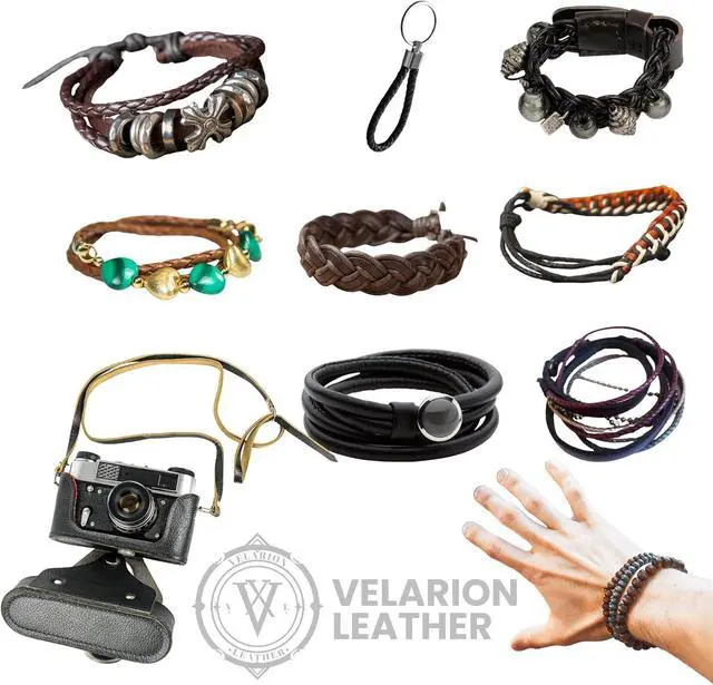 Alt view image 5 of 7 - Velarion Flat Genuine Leather Strip Cord 3mm Wide, 5 m Long Real Leather Braiding String for Jewelry Making, Crafting, Beading, DIY - Thickness Options (Light Brown, 1,3 mm Thickness)