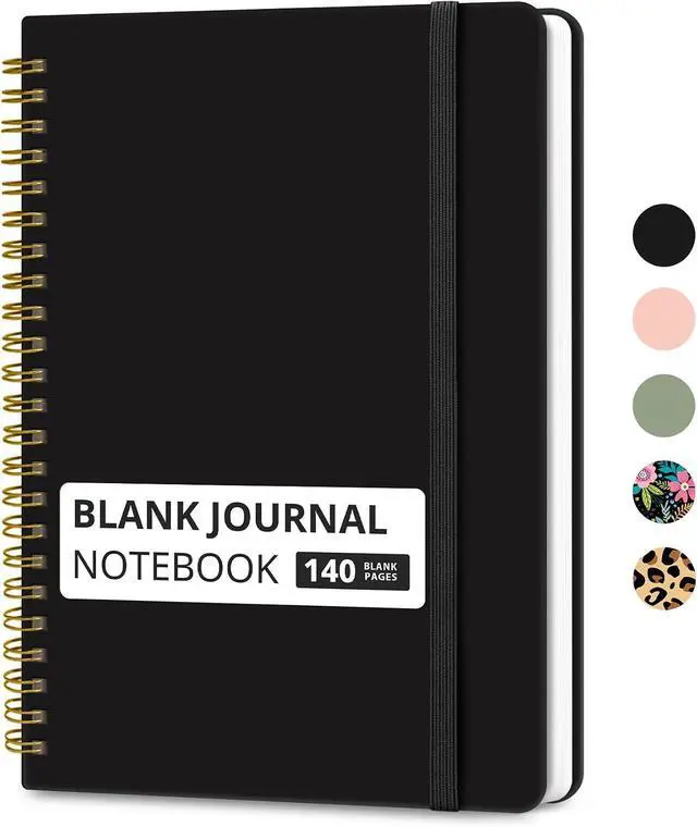 Main image of Blank Spiral Journal Notebook for Women & Men, 140 Pages, Sketch Book, Plain Notebook for Drawing & Sketching, Journals for Creative Writing, A5(5.7" x 7.9") Black