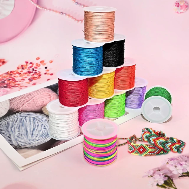 Alt view image 5 of 7 - 12 Rolls Nylon Braided String, Macrame Jewelry Bracelet Craft Cord | 12 assorted vibrant color spools, durable nylon thread for DIY braided bracelets & macrame handmade crafts