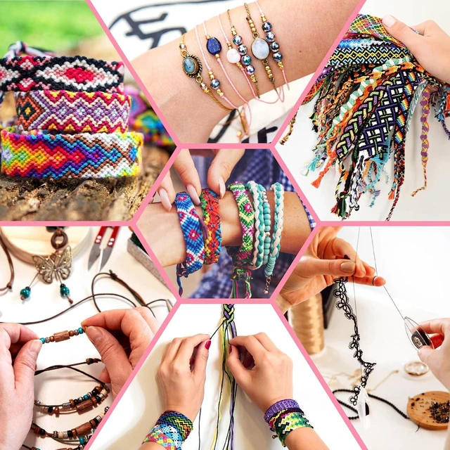 Alt view image 6 of 7 - 12 Rolls Nylon Braided String, Macrame Jewelry Bracelet Craft Cord | 12 assorted vibrant color spools, durable nylon thread for DIY braided bracelets & macrame handmade crafts