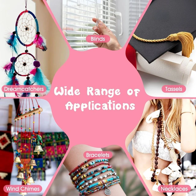 Alt view image 7 of 7 - 12 Rolls Nylon Braided String, Macrame Jewelry Bracelet Craft Cord | 12 assorted vibrant color spools, durable nylon thread for DIY braided bracelets & macrame handmade crafts