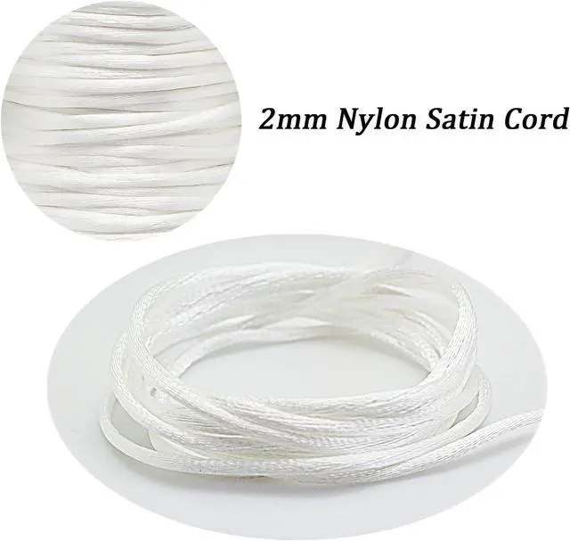 Alt view image 2 of 7 - Satin Rattail Nylon Cord, 300 Feet 2mm White Beading Satin String for Chinese Knotting, Arts and Crafts, Macrame Bracelets, Necklaces, Jewelry Making (White)