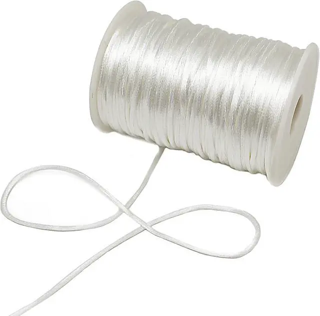 Alt view image 5 of 7 - Satin Rattail Nylon Cord, 300 Feet 2mm White Beading Satin String for Chinese Knotting, Arts and Crafts, Macrame Bracelets, Necklaces, Jewelry Making (White)