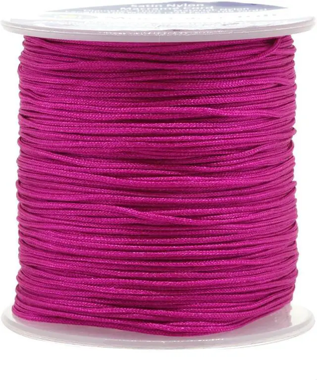 Main image of 1mm Hot Pink Rattail Nylon Satin Cord for Jewelry Making | 109 YDs, Heat Resistant Strings, for Friendship Bracelets, Chinese Knotting, Kumihimo, Beading, Macrame, Dream Catchers