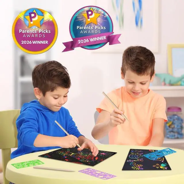 Alt view image 2 of 7 - 100 Pcs Rainbow Scratch Paper Art for Kids Arts and Crafts Kit | Rainbow Scratch Paper Set Supplies School Activities Coloring Sheets Travel Toys for Party Games Christmas Birthday Gifts