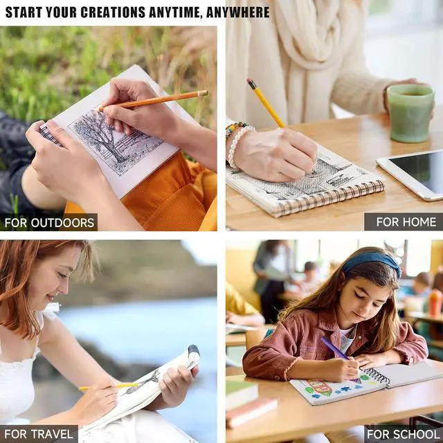 Alt view image 5 of 7 - 2 Pack Sketch Book, 5.5" x 8.5" Sketchbook With 100 Sheets (68lb/100gsm), Drawing Pad for Kids, Adults, Beginners, Artists - Acid Free Paper (2 Pack)