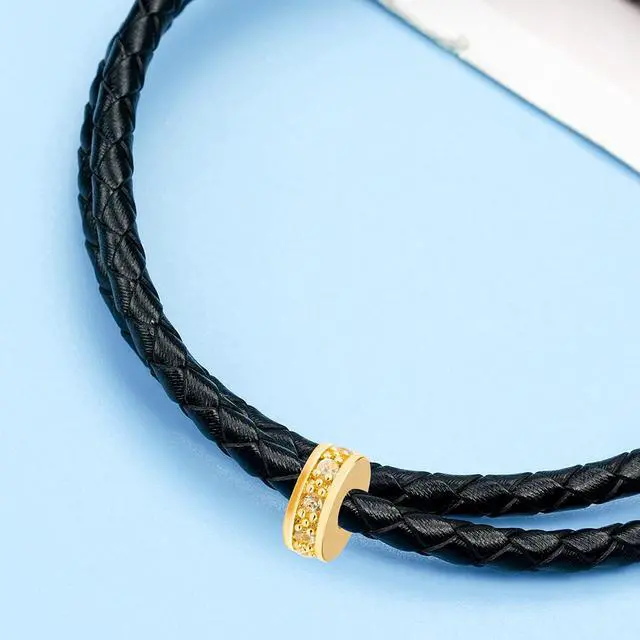 Alt view image 4 of 6 - 5.5 Yards Genuine Bolo Leather Cord 4mm Round Braided for DIY | Braided Leather Cord Strip, 5m Long Antique Strap, 4mm Thick for Bracelet, Necklace, Beading Jewelry Making (Black)