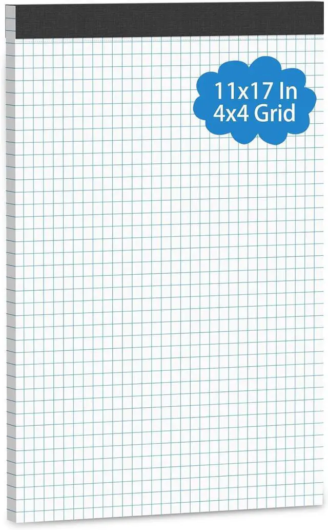Main image of Large Graph Paper Pad 11 x 17 Grid Paper 30 Sheets 4x4 Graph Ruled Paper | Blueprint Quadrille Pad Engineering Paper Drafting Paper Graft Paper for Architect Engineer Designer Mathematician Draftsman