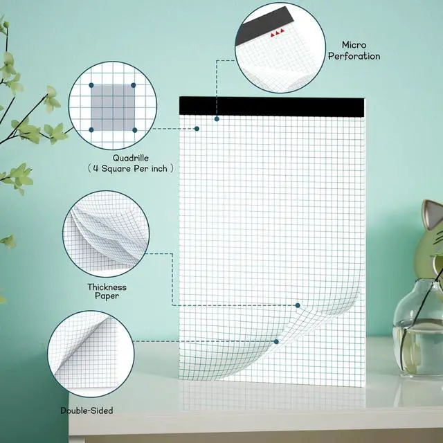 Alt view image 3 of 7 - Large Graph Paper Pad 11 x 17 Grid Paper 30 Sheets 4x4 Graph Ruled Paper | Blueprint Quadrille Pad Engineering Paper Drafting Paper Graft Paper for Architect Engineer Designer Mathematician Draftsman