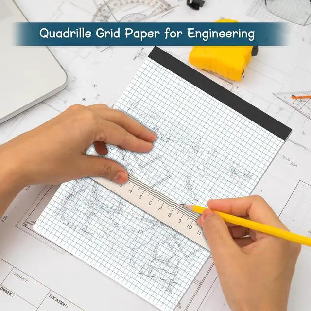 Alt view image 6 of 7 - Large Graph Paper Pad 11 x 17 Grid Paper 30 Sheets 4x4 Graph Ruled Paper | Blueprint Quadrille Pad Engineering Paper Drafting Paper Graft Paper for Architect Engineer Designer Mathematician Draftsman