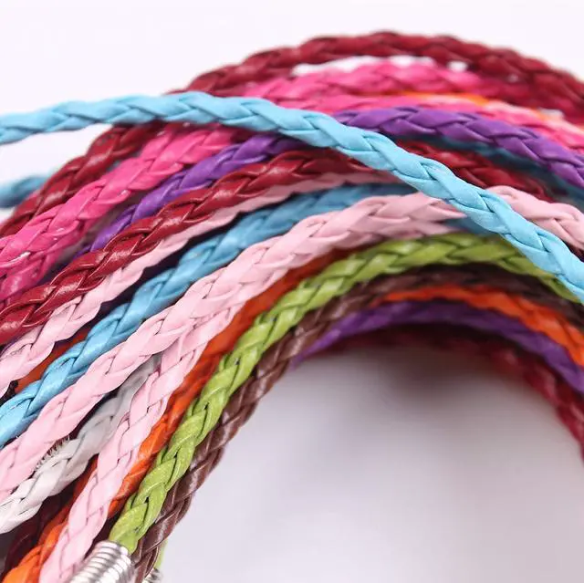Alt view image 2 of 4 - 50 PCS Mixed Color Leather Lace Plaited Bracelet Cords DIY Jewelry Making Handicrafts Braided Ropes with Lobster Clasps Extended Chain for Wrist Charms Bracelets Jewelry Making