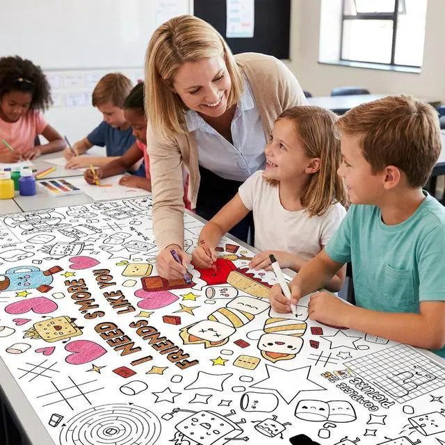Alt view image 4 of 6 - Giant Marshmallow Coloring Poster, Fall Coloring Tablecloth for Kids | S'mores Large Drawing Paper Poster, Marshmallow Activity Game, School Home Activity Craft Party Supplies, 23.6 x 55 Inches