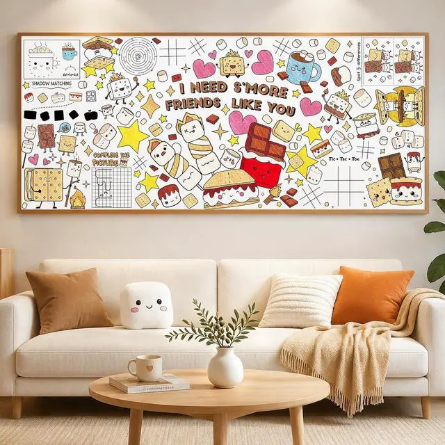 Alt view image 6 of 6 - Giant Marshmallow Coloring Poster, Fall Coloring Tablecloth for Kids | S'mores Large Drawing Paper Poster, Marshmallow Activity Game, School Home Activity Craft Party Supplies, 23.6 x 55 Inches