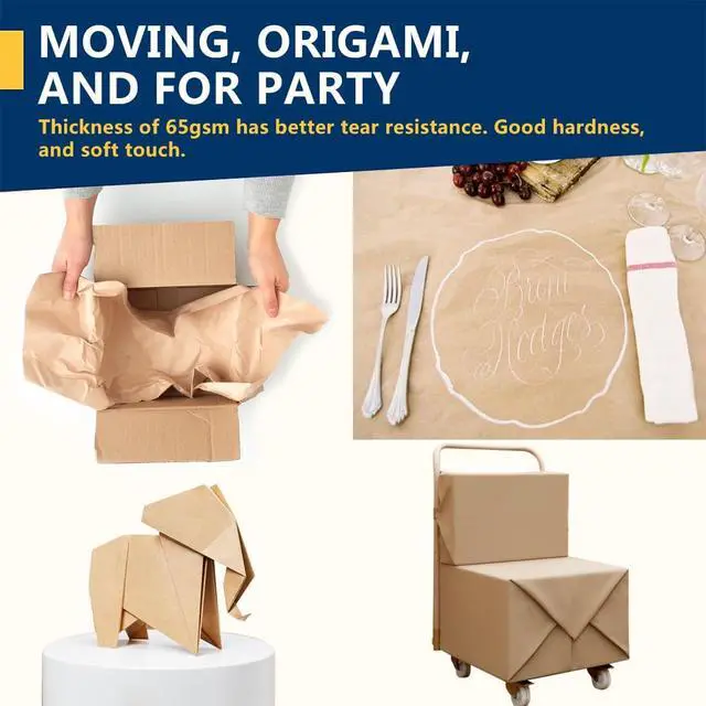 Alt view image 5 of 7 - PerkHomy Brown Kraft Paper Roll 17.5" x 1,200" (100') for Gift Wrapping Bulletin Board Craft Art Bouquet Flower Packing Valentines Easel Moving Shipping Floor Poster Covering Table 70GSM 50LB