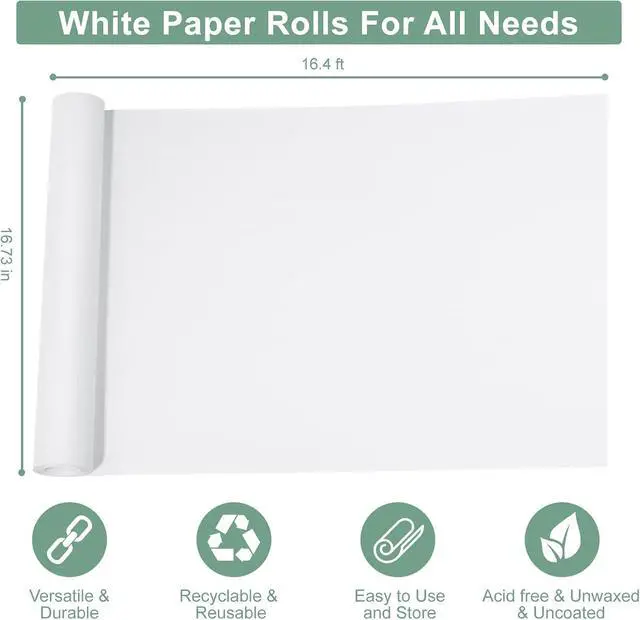 Alt view image 2 of 7 - White Kraft Paper Roll 16.7" x 16.4 ft | Art Easel Paper Roll for Drawing, Painting & Kids Crafts | Durable Refill Roll for School Projects, Bulletin Board & Gift Wrapping