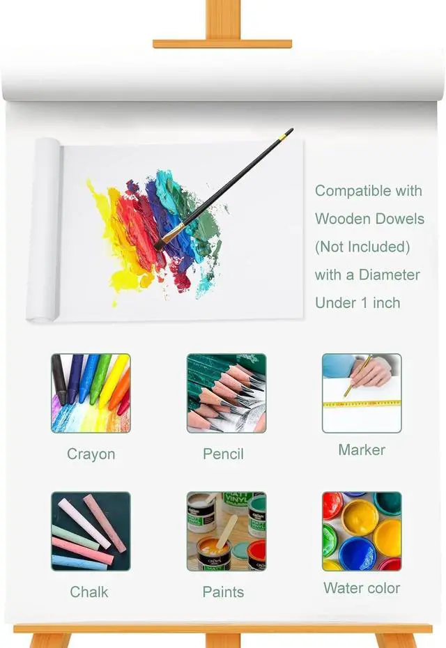 Alt view image 5 of 7 - White Kraft Paper Roll 16.7" x 16.4 ft | Art Easel Paper Roll for Drawing, Painting & Kids Crafts | Durable Refill Roll for School Projects, Bulletin Board & Gift Wrapping