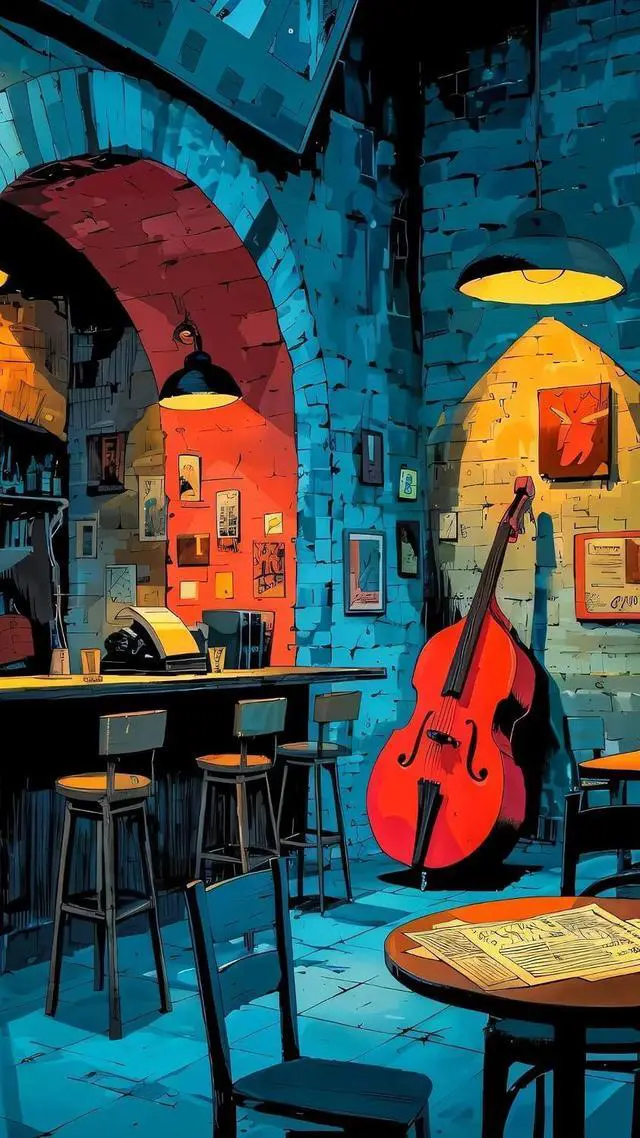Main image of Large Paint by Numbers for Adults Jazz Club | 15.7x27.5inch/40x70cm Paint by Number Kit on Canvas, Double Bass Music Lounge Acrylic Painting Set with Brushes, No Frame