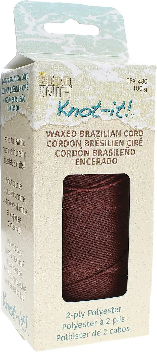 Alt view image 7 of 7 - Knot It Waxed Polyester Cord Pecan Color 0.7mm Diameter Light Wax, 144 Meters (472 Feet) Per Spool Make Jewelry, Macrame, Friendship Bracelets and DIY Crafts
