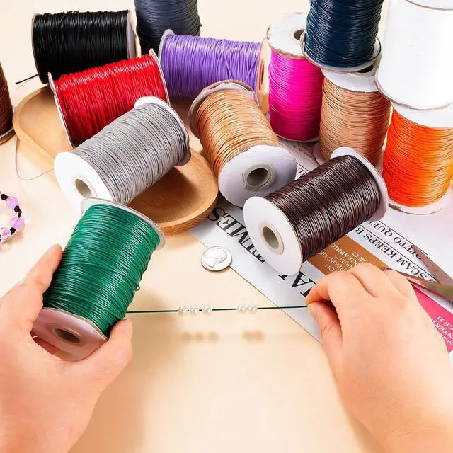 Alt view image 6 of 7 - Korean Waxed Polyester Cords 1.5 mm Thick 174 Yard White for Craft DIY | Waxed Beading Thread Jewelry Making Bracelet Waxed Craft String with Spool for Macrame Bracelet Necklace