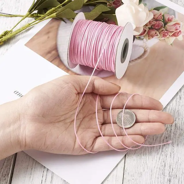 Alt view image 4 of 6 - 85 Yards 1mm EnvironmentalKorean Waxed Polyester Cord Hot Pink Beading String Threads Knotting Braiding Round Cord Ropes for DIY Craft Bracelet Macrame Necklace Jewelry Making