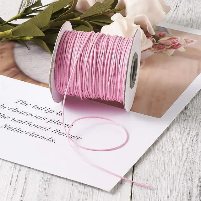 Alt view image 5 of 6 - 85 Yards 1mm EnvironmentalKorean Waxed Polyester Cord Hot Pink Beading String Threads Knotting Braiding Round Cord Ropes for DIY Craft Bracelet Macrame Necklace Jewelry Making