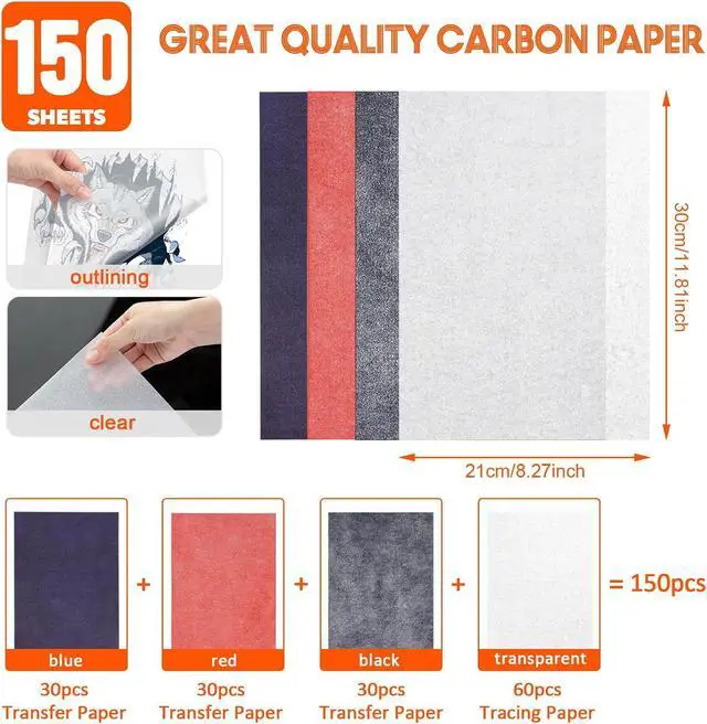 Alt view image 2 of 5 - 60pcs Carbon Paper for Tracing - 40pcs Transfer Tracing Paper, A4 | Use with Tracing Paper, Translucent Trace Paper for Drawing Patterns on Wood, Canvas, Fabric, Artist Lettering & Sketching