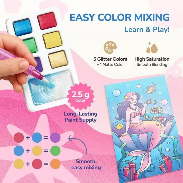 Alt view image 4 of 7 - 2 Pack Pocket Paint with Water Coloring Books for Kids | Kids Travel Toys, Road Trip Airplane Activity Painting Set, No Mess Art & Craft, Birthday Gifts for Girls & Boys Ages 3-8