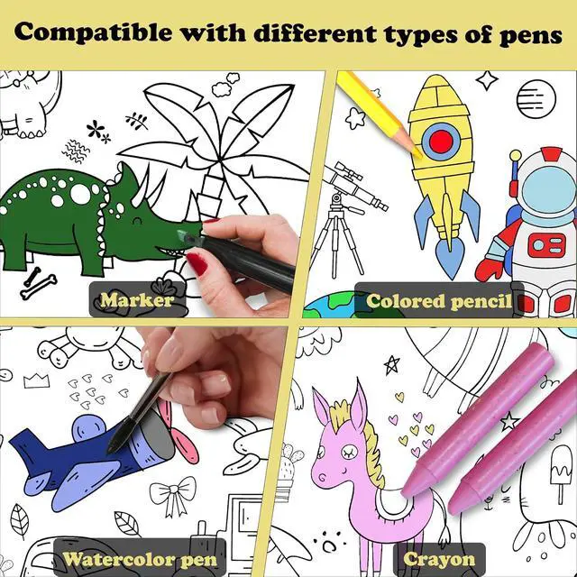 Alt view image 3 of 7 - 12PCS Childrens Drawing Roll, 35.4" x 11.8" Coloring Paper Rolls Graffiti Scroll DIY Filling Picture Desktop Painting Paper for Kids Gift