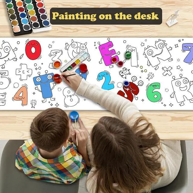 Alt view image 4 of 7 - 12PCS Childrens Drawing Roll, 35.4" x 11.8" Coloring Paper Rolls Graffiti Scroll DIY Filling Picture Desktop Painting Paper for Kids Gift