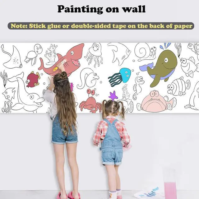 Alt view image 6 of 7 - 12PCS Childrens Drawing Roll, 35.4" x 11.8" Coloring Paper Rolls Graffiti Scroll DIY Filling Picture Desktop Painting Paper for Kids Gift