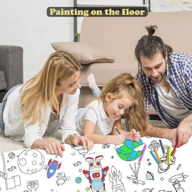 Alt view image 5 of 7 - 12PCS Childrens Drawing Roll, 35.4" x 11.8" Coloring Paper Rolls Graffiti Scroll DIY Filling Picture Desktop Painting Paper for Kids Gift