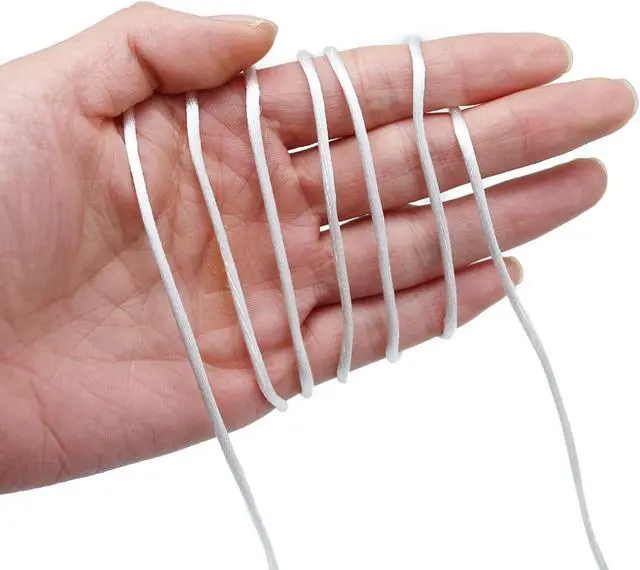 Alt view image 3 of 7 - Satin Rattail Nylon Cord, 300 Feet 2mm White Beading Satin String for Chinese Knotting, Arts and Crafts, Macrame Bracelets, Necklaces, Jewelry Making (White)