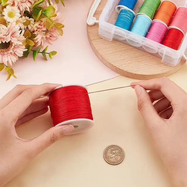 Alt view image 3 of 6 - 0.5mm Red Waxed Cord,116 Yards Round Waxed Polyester Cord Twine Thread Beading String Spool for Bracelet Necklace Rope Jewelry Making Braiding Macrame Chrismas Decor