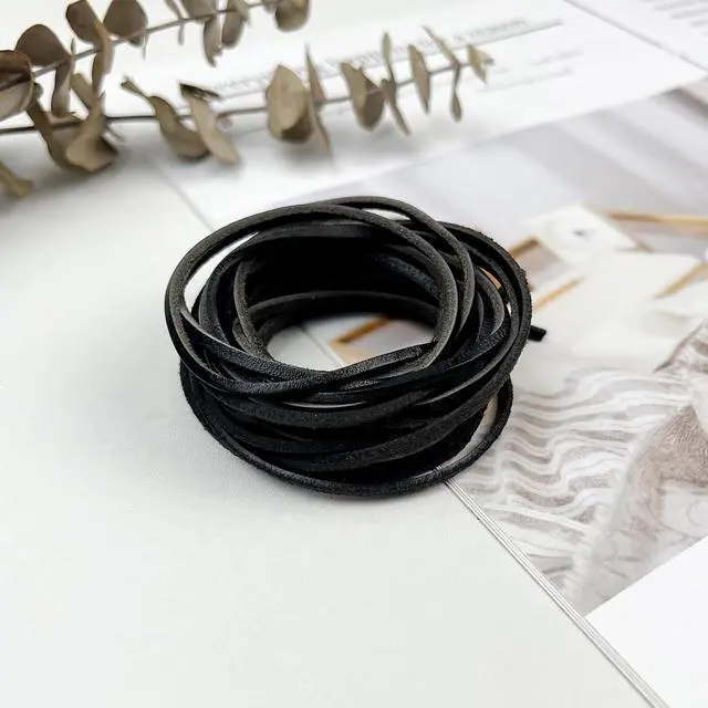 Alt view image 7 of 7 - 3mm Flat Genuine Leather Cord Black Braiding String for Jewelry Making, Crafts & DIY Projects (4.5m)