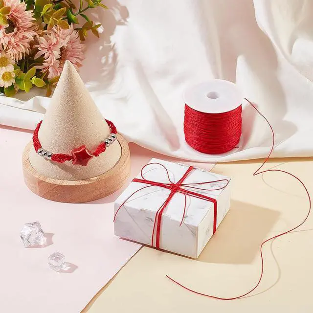 Alt view image 5 of 6 - 0.5mm Red Waxed Cord,116 Yards Round Waxed Polyester Cord Twine Thread Beading String Spool for Bracelet Necklace Rope Jewelry Making Braiding Macrame Chrismas Decor