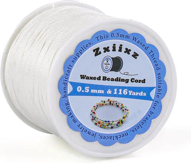 Main image of 0.5mm Waxed Cord, White Beading Thread Friendship Bracelet String | 116 Yards String For Bracelet Making Waxed Necklace Cord String for Jewelry Making DIY Craft Supplies