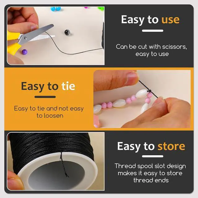 Alt view image 4 of 7 - 0.5mm Waxed Cord, White Beading Thread Friendship Bracelet String | 116 Yards String For Bracelet Making Waxed Necklace Cord String for Jewelry Making DIY Craft Supplies